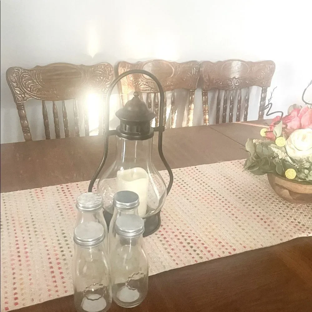 New! 4 Multi-use glass faux milk jars!